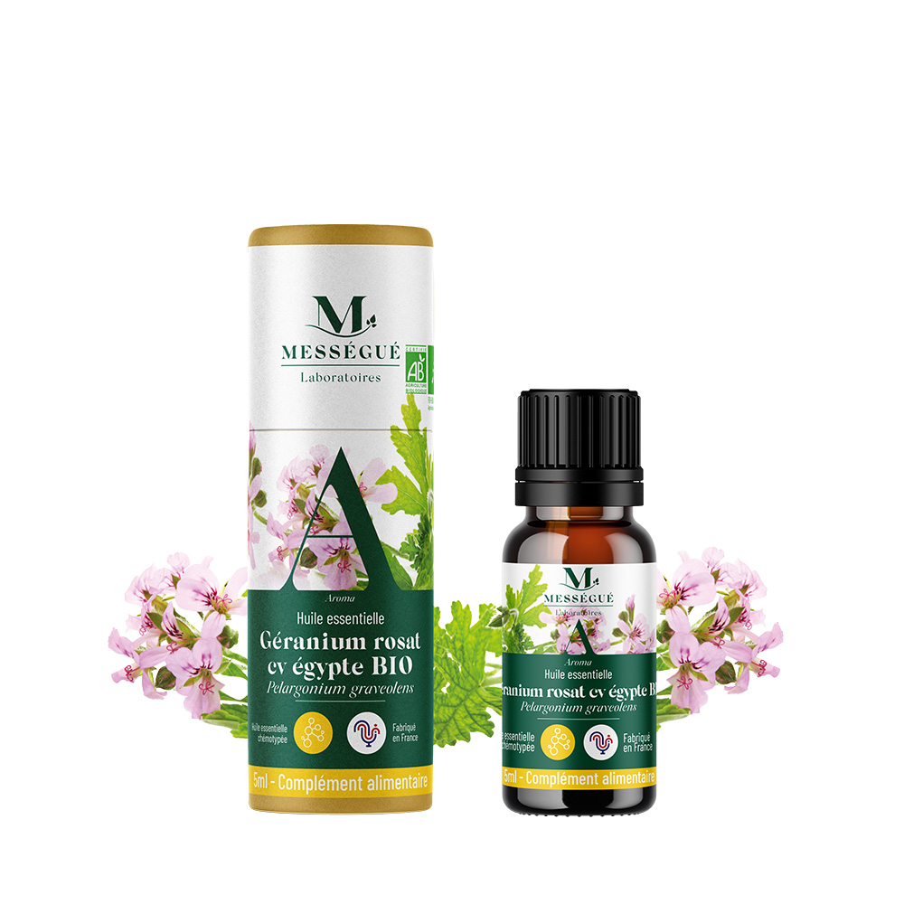 Huile essentielle g&eacute;ranium rosat cv egypte bio Reconnue pour ses bienfaits contre les insectes*