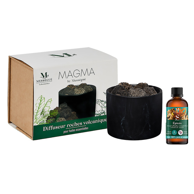 Diffuseur magma (roche volcanique) et sa synergie epicée Diffusez les épices de l’hiver, tout simplement, sans énergie.