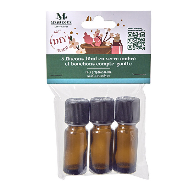 Lot de 3 flacons 10ml + bouchons codigouttes Id&eacute;al pour vos synergies d'huiles essentielles !