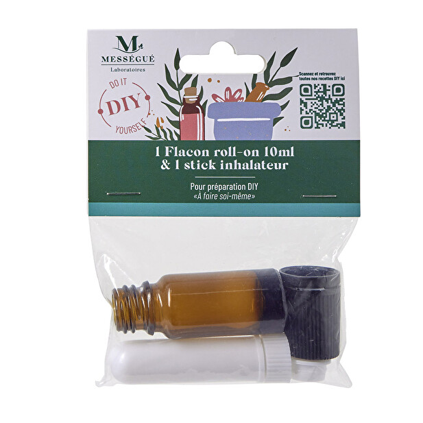 Lot d'1 flacon roll on vide + 1 stick inhalateur sous etui Pour profiter des huiles essentielles pleinement