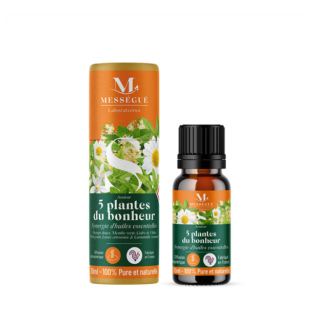 5 plantes du bonheur &nbsp;- synergie d'huiles essentielles Un voyage olfactif r&eacute;confortant