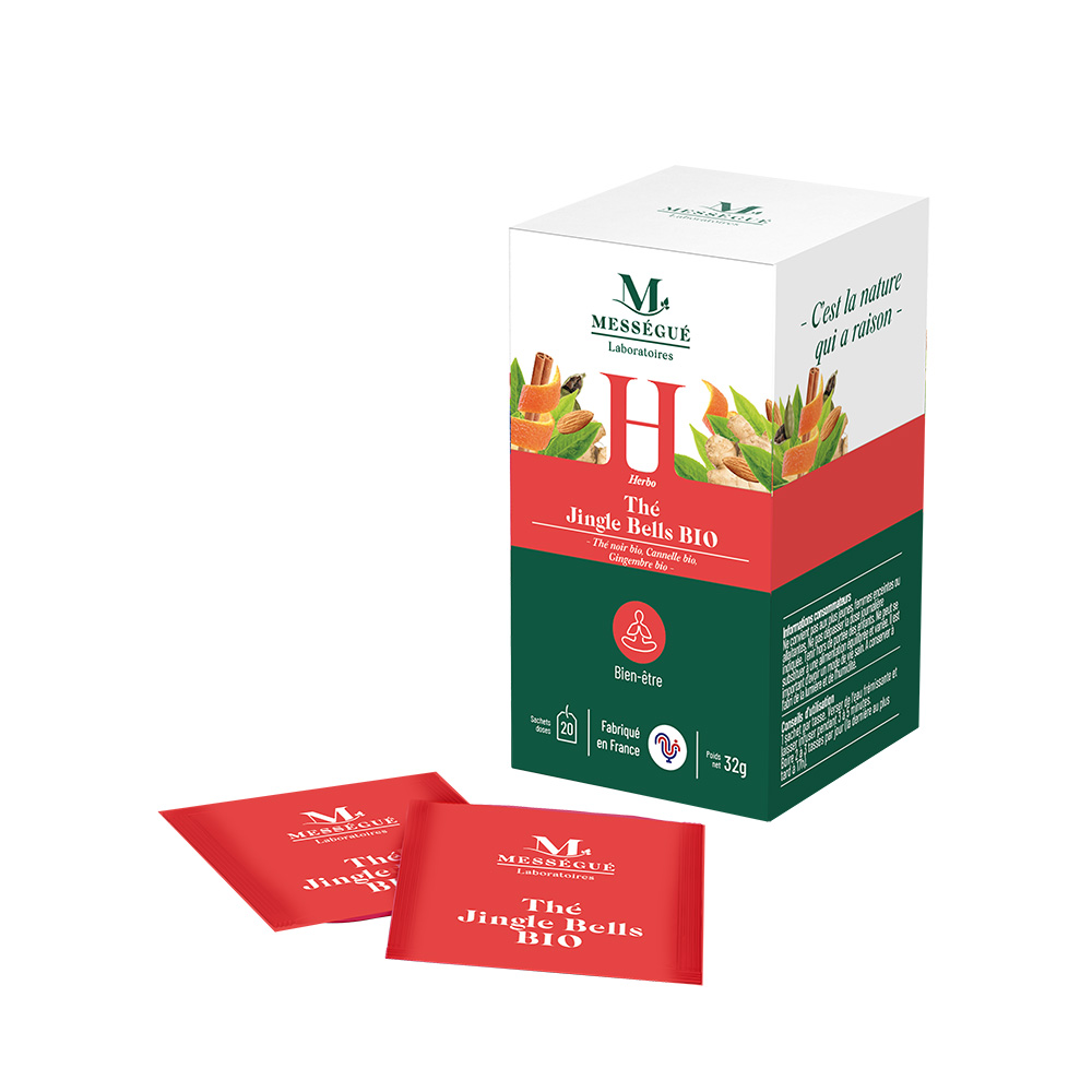 Infusettes jingle bells bio* Le th&eacute; ensoleill&eacute; de no&euml;l, &agrave; boire tout l'hiver pour se r&eacute;conforter