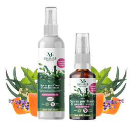 Spray purifiant et assainissant bio 200ml+ 30ml offert La puret&eacute; des huiles essentielles &agrave; la maison et partout avec vous.