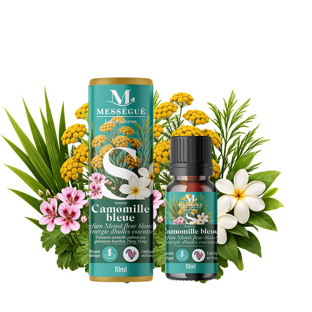 Camomille bleue - synergie d'huiles essentielles Diffuse une senteur florale et douce pour créer une ambiance chaleureuse et harmonieuse